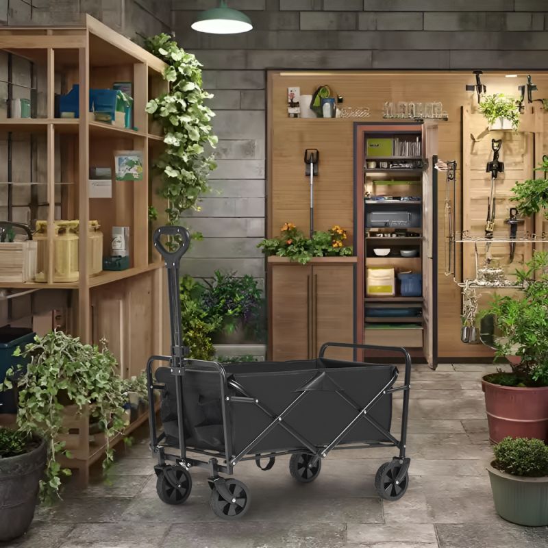 Záhradný vozík, skladací, čierny