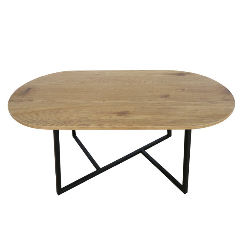 Oválny elegantný konferenčný stolík, dub-čierna