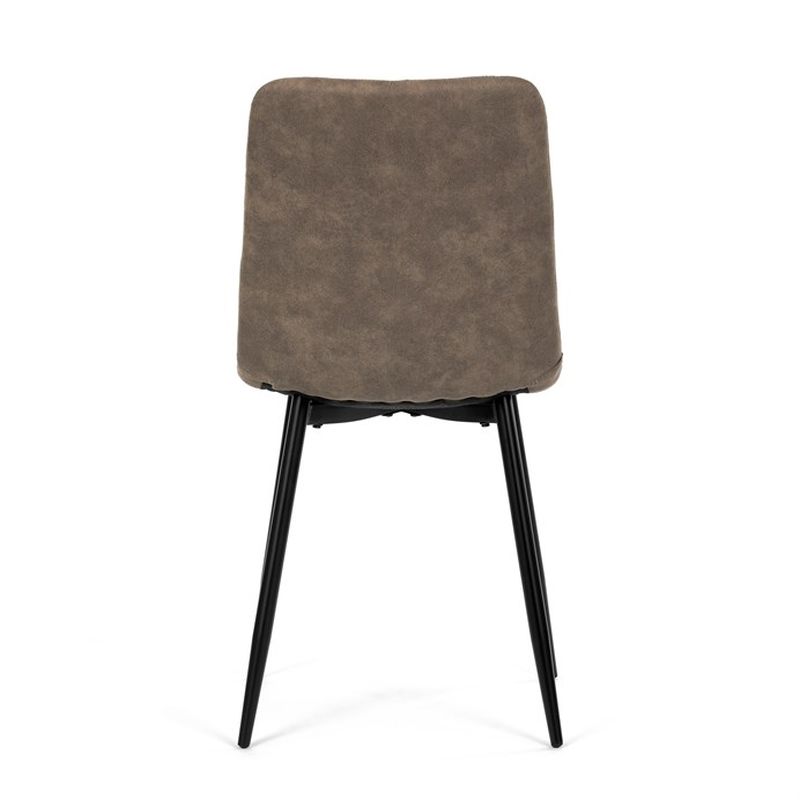 Jedálenská minimalistická stolička v industriálnom štýle, hnedá vintage látka