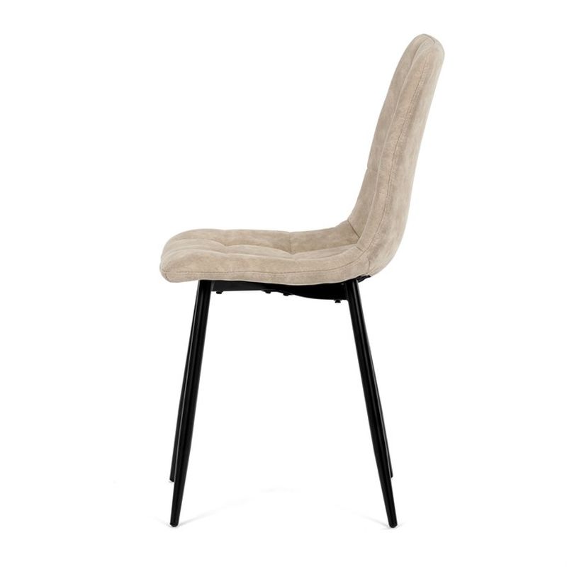 Jedálenská minimalistická stolička v industriálnom štýle, krémová vintage látka