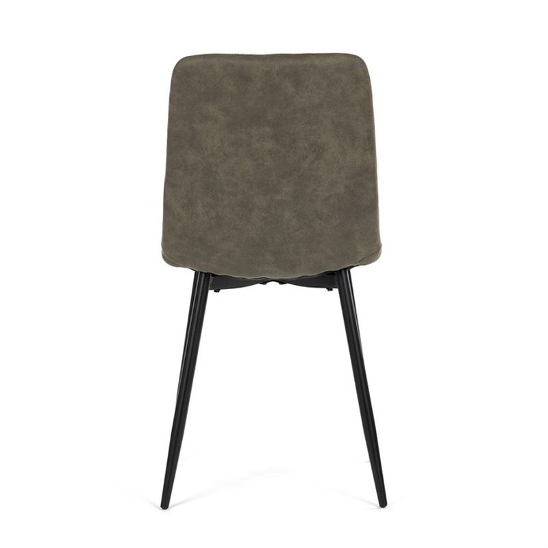 Jedálenská minimalistická stolička v industriálnom štýle, zelená vintage látka