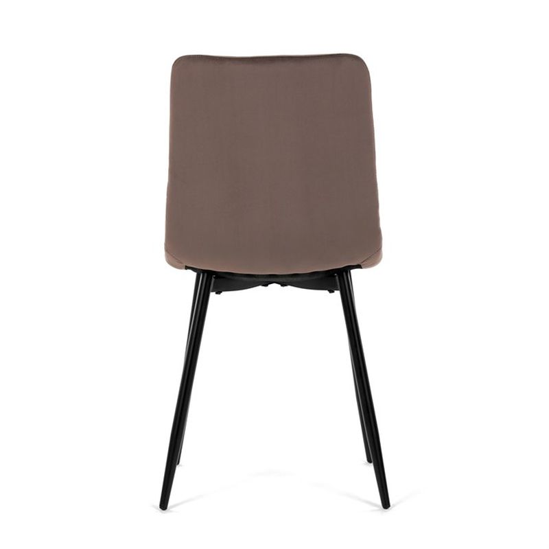 Jedálenská minimalistická stolička v industriálnom štýle, hnedá zamatová látka