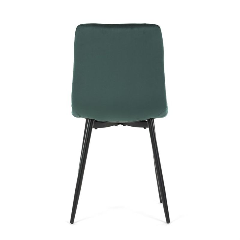 Jedálenská minimalistická stolička v industriálnom štýle, zelená zamatová látka