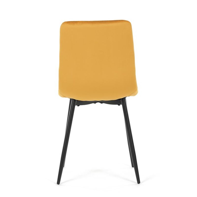 Jedálenská minimalistická stolička v industriálnom štýle, žltá zamatová látka