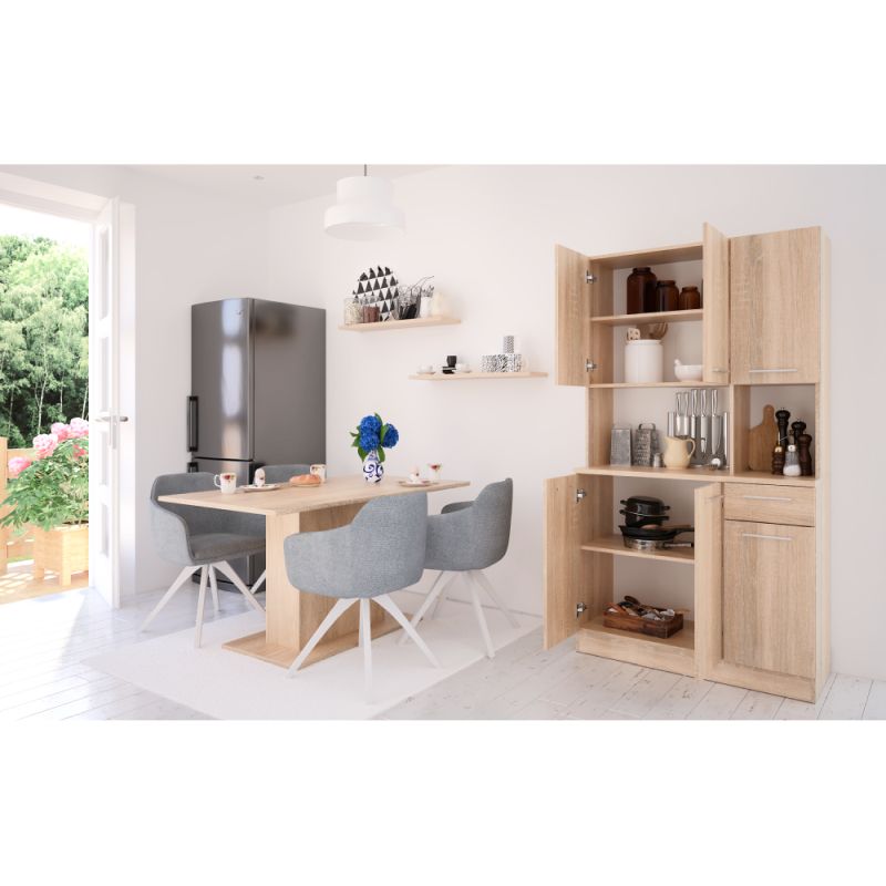 Šesťdverový kredenec, dub sonoma