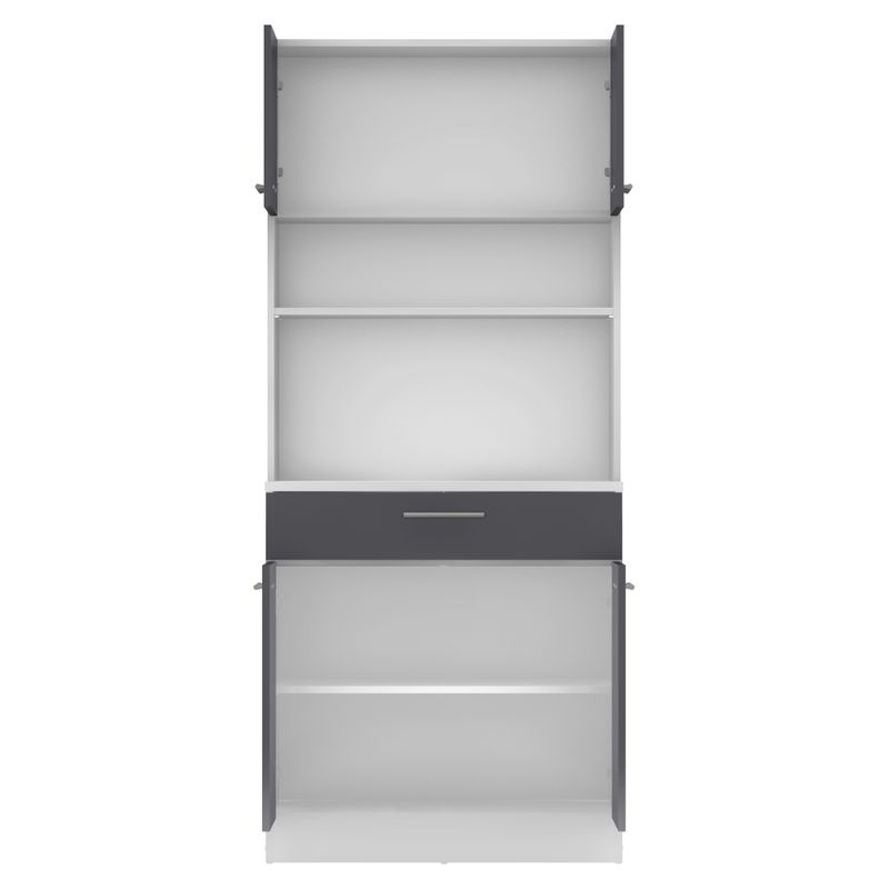 Štvordverový kredenec, biela-grafit