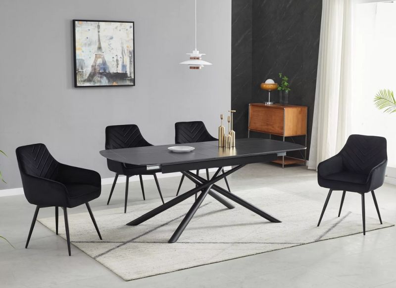 Jedálenská stolička s prešívaným operadlom, čierna-čierna bluvel 19