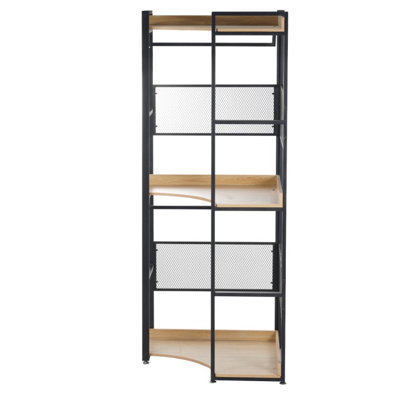 Rohový štýlový regál s policami TYP5, dub-čierna