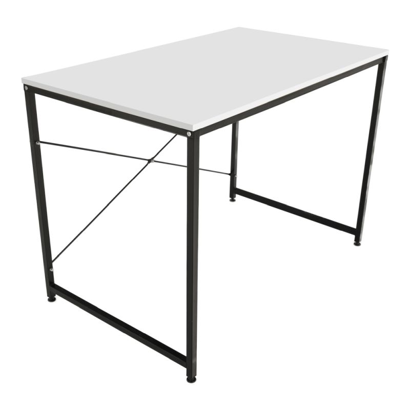 Písací stôl s kovovou konštrukciou, biela/čierna, 120x60 cm
