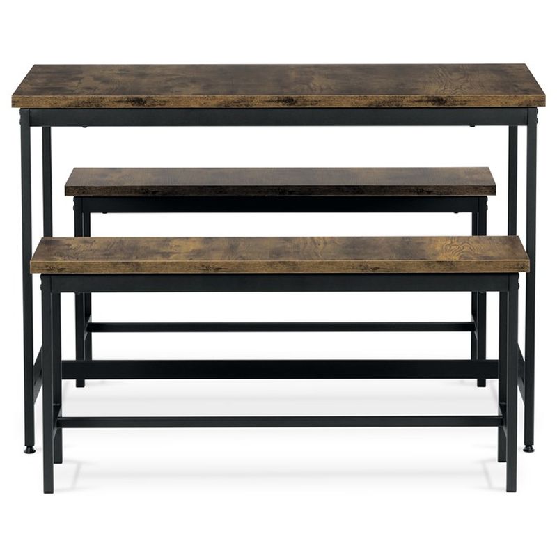 Jedálenský set, stôl a dve lavice, farba staré drevo