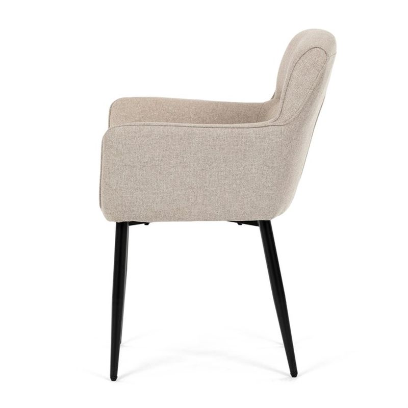 Stolička jedálenská, krémová látka, čierny matný lak