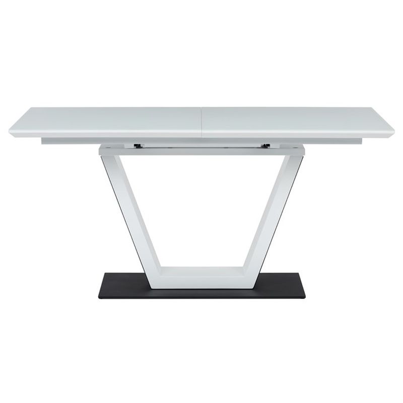 Stôl jedálenský rozkladací 160+50, biely matný lak, tvrdené sklo