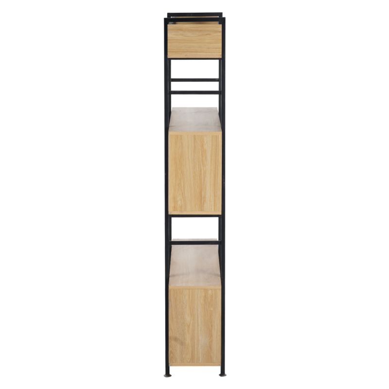 Štýlový 3-policový regál, dub-čierna