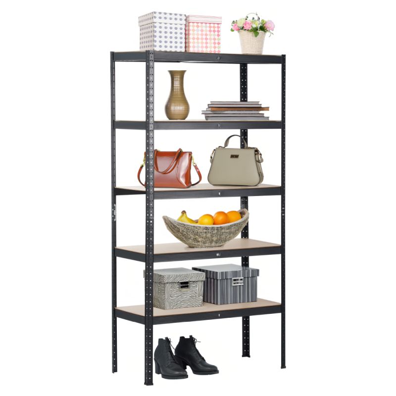 Viacúčelový policový regál, dub-čierna