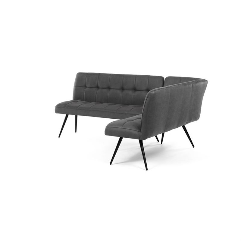 Lavica rohová, sivá látka v dekore brúsenej kože, čierny kov