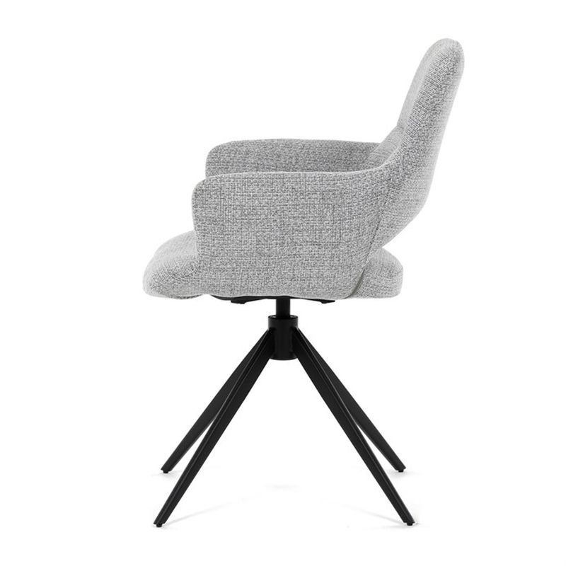 Elegantná jedálenská stolička v sivej farbe, čierny kov