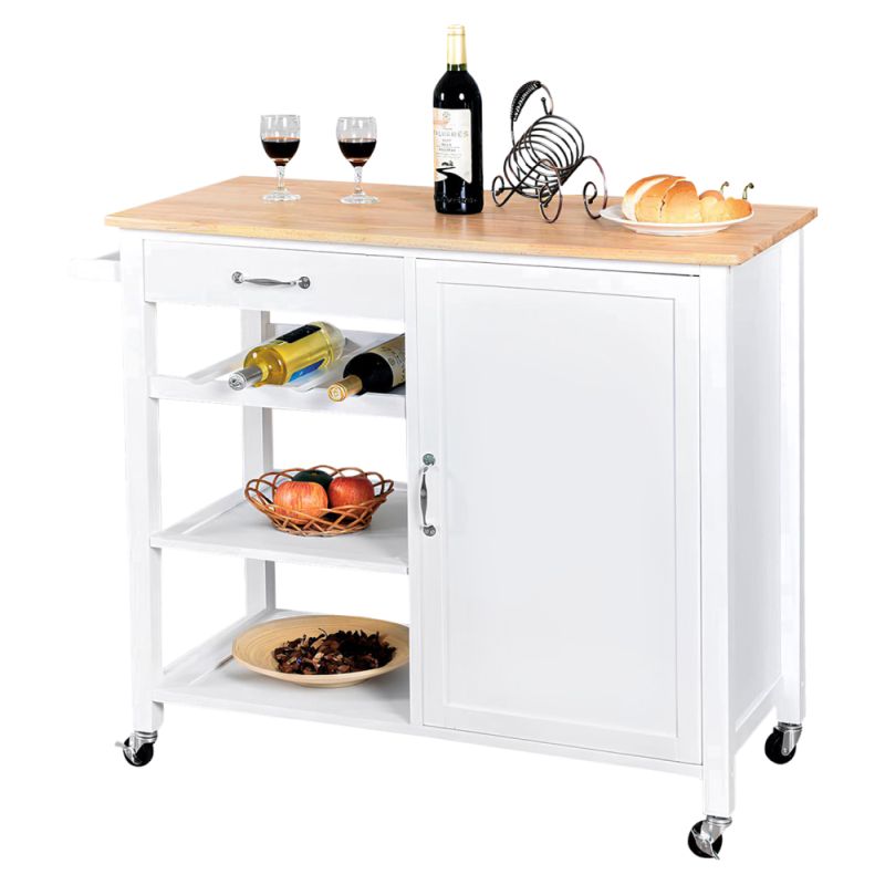 Moderný servírovací vozík, biela-prírodná