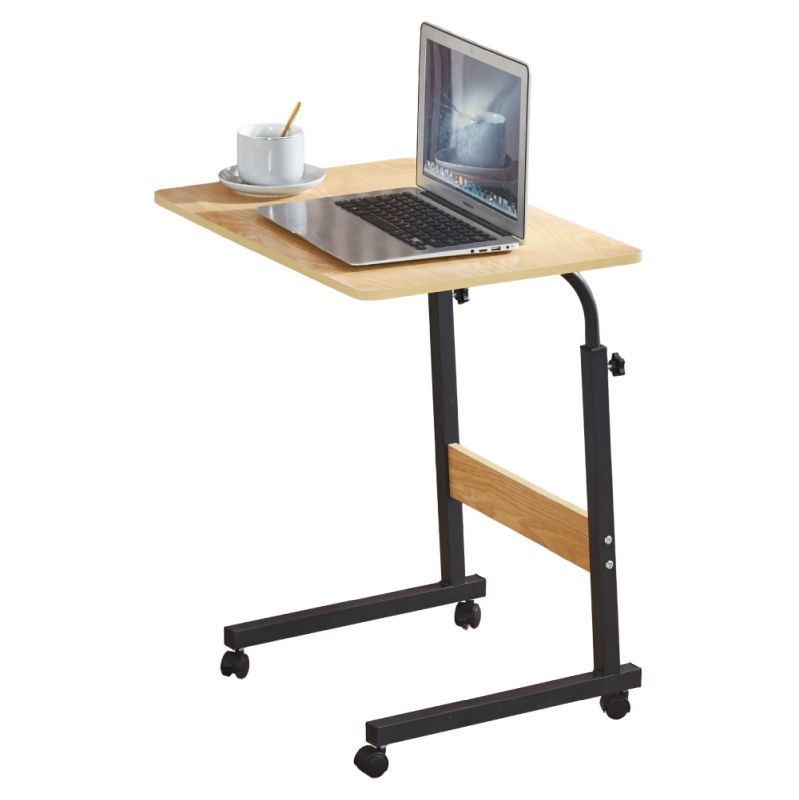 Nastaviteľný PC stôl s kolieskami, dub-čierna