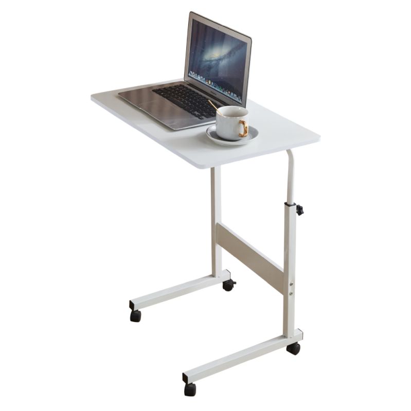 Nastaviteľný PC stôl s kolieskami, biely
