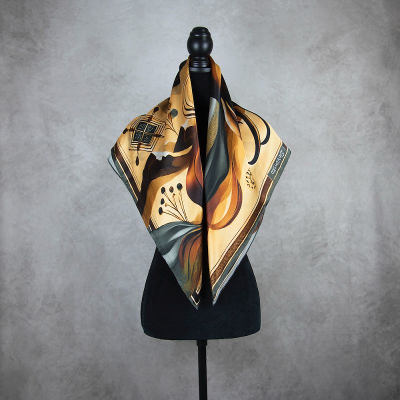 Módna hodvábna šatka KAMZÍK - SIVÝ, 90 x 90cm