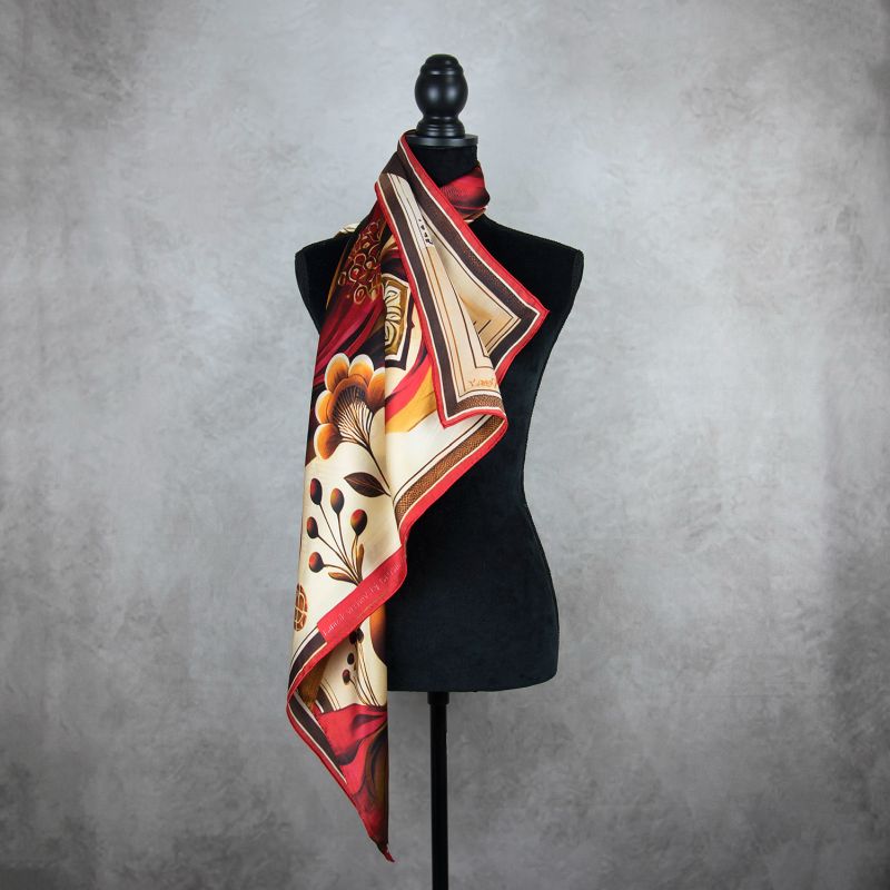 Módna hodvábna šatka KAMZÍK - ČERVENÝ, 90 x 90cm