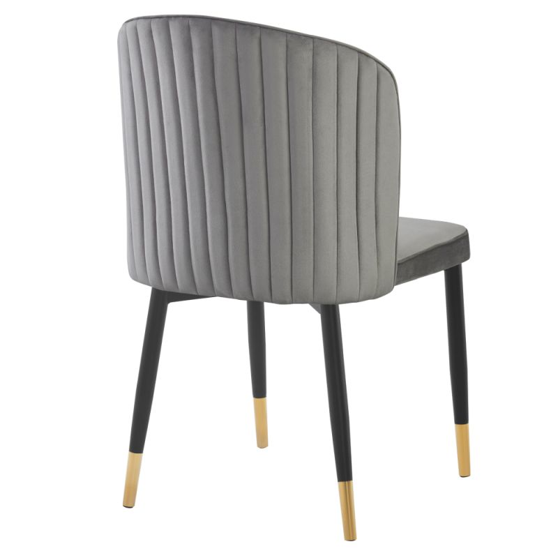 Elegantná jedálenská stolička sivá Velvet látka-čierna