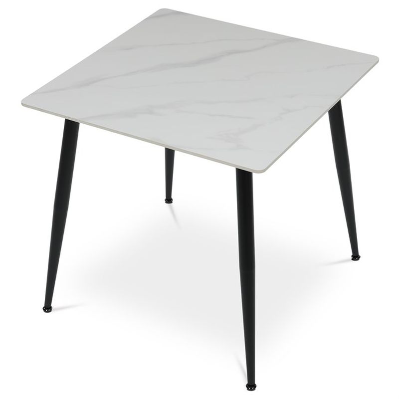 Stôl jedálenský 80x80 cm, keramická doska biely mramor