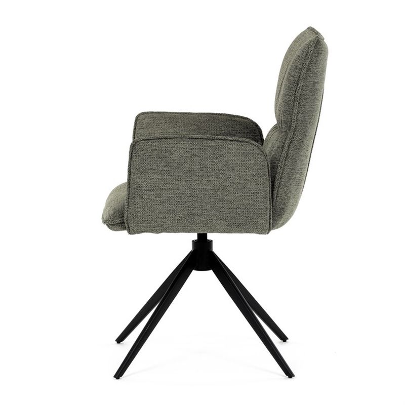 Elegantná jedálenská stolička zelená látka, 360 ° vratný mechanizmus