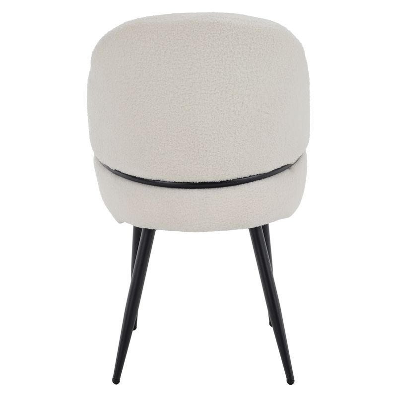Štýlová jedálenská stolička, biela Bouclé látka-čierna