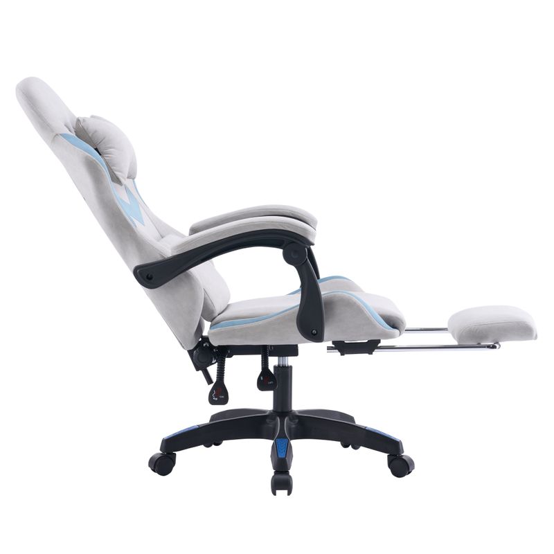 Elegantné kancelárske/herné kreslo s podnožou, sivá-modrá