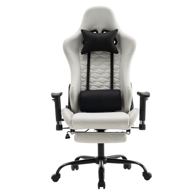 Elegantné kancelárske/herné kreslo s podnožou, biela-čierna