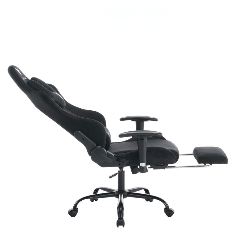 Elegantné kancelárske/herné kreslo s podnožou, čierna Velvet látka