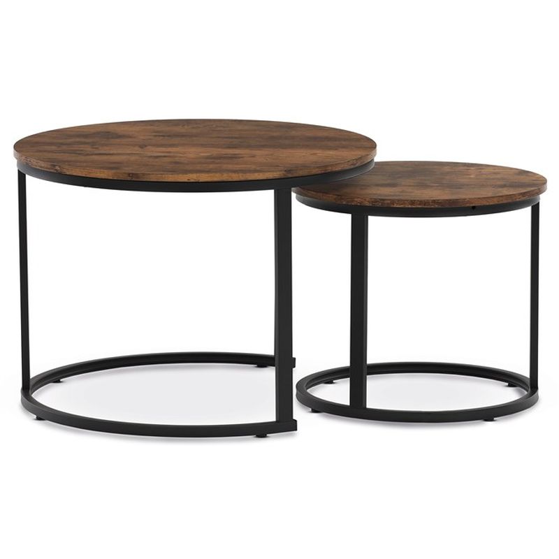 Stôl konferenčný okrúhly, set 2 ks, MDF doska, dekor staré drevo