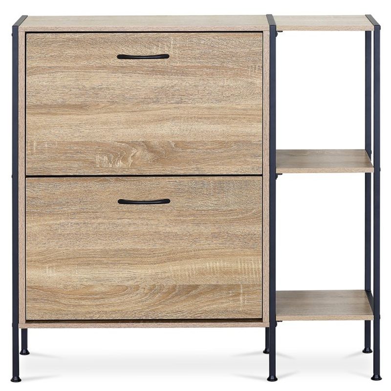 Botník s dvoma priehradkami a bočnými policami, dub