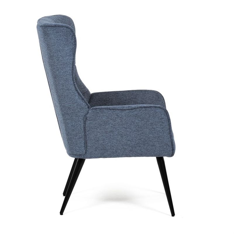 Moderné relaxačné kreslo v modrej látke