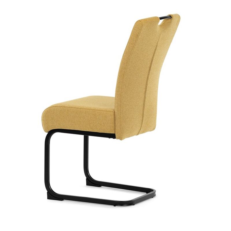 Stolička jedálenská, taštičkové pružiny, žltá látka, čierny kov