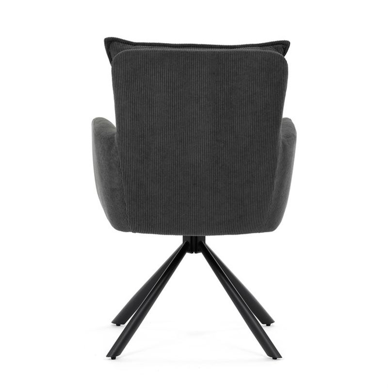 Komfortná jedálenská stolička s taštičkovými pružinami, sivá menčestrová látka