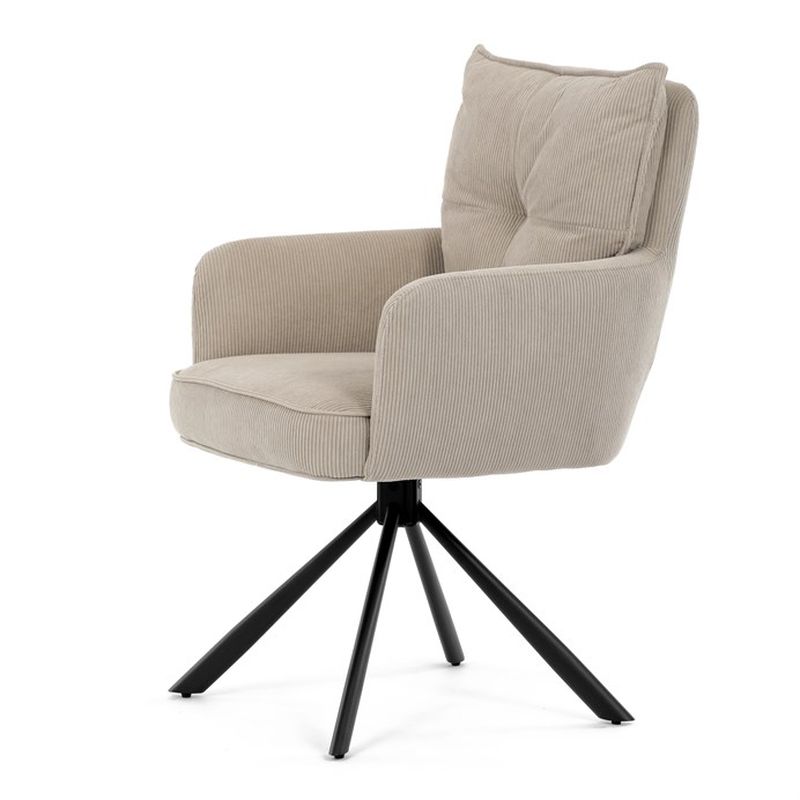 Komfortná jedálenská stolička s taštičkovými pružinami, béžová menčestrová látka