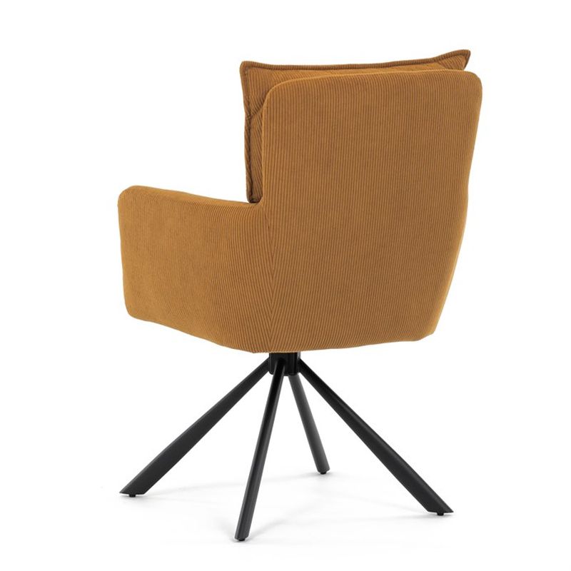 Komfortná jedálenská stolička s taštičkovými pružinami, žltá menčestrová látka