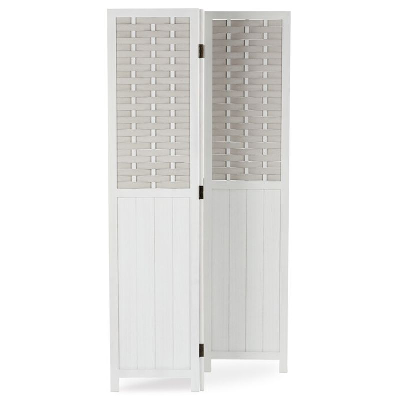 Trojdielny paraván z masívneho smrekového dreva biely