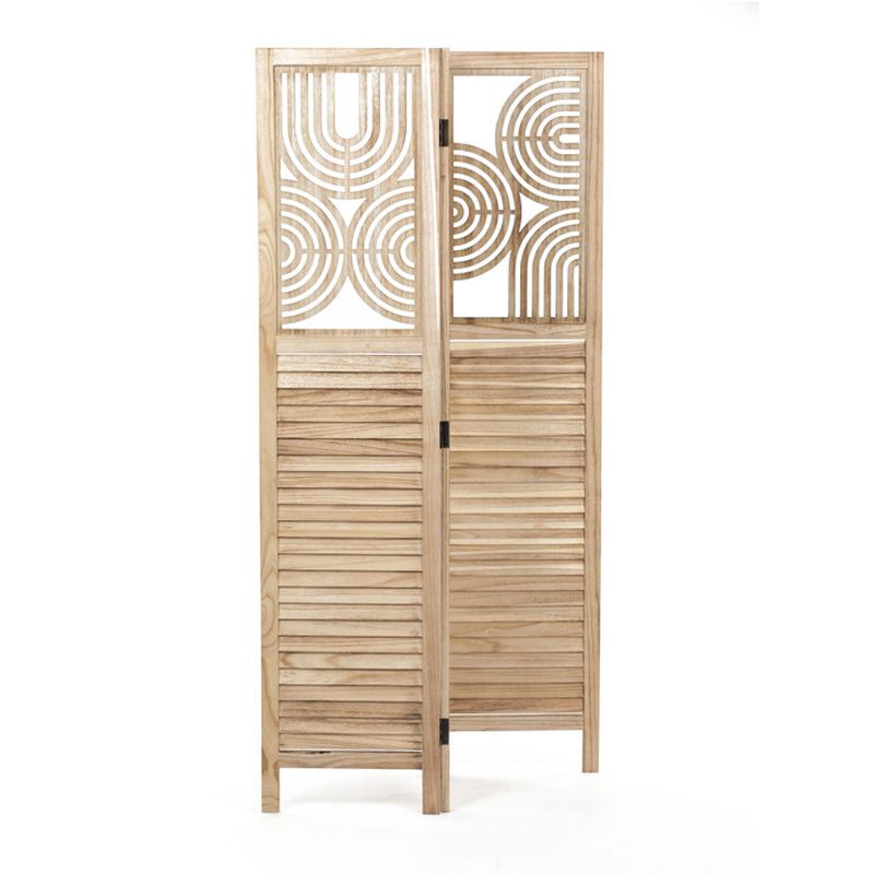 Trojdielny paraván z masívneho smreka v prírodnom odtieni