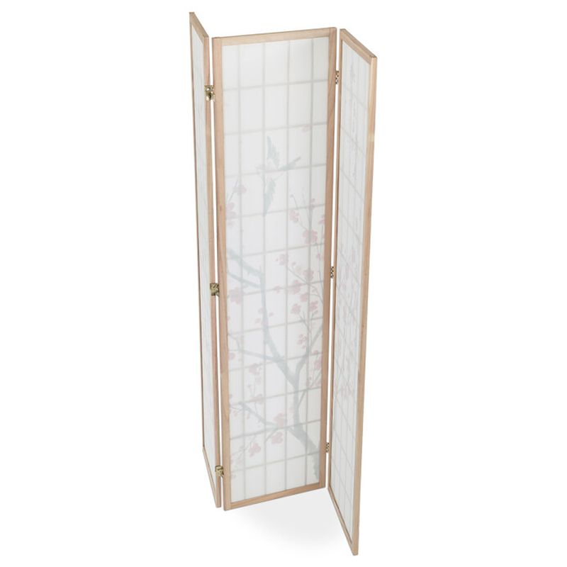 Trojpanelový paraván z masívneho smreka s dekorovanou textíliou