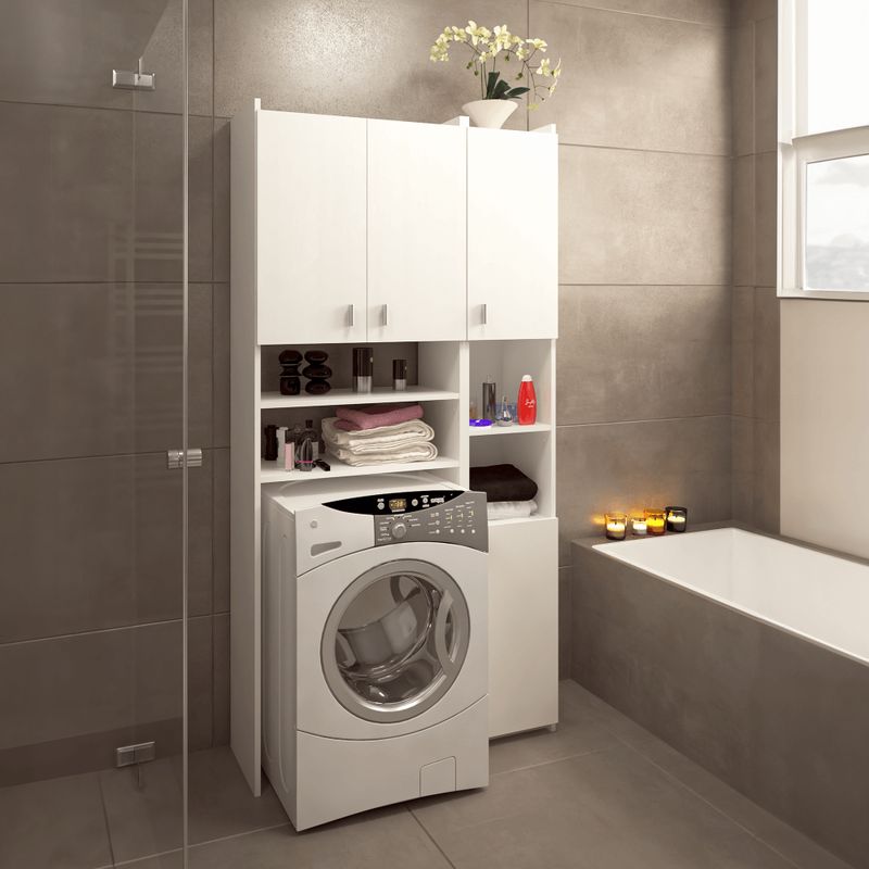 Skrinka nad práčku s regálom, biela