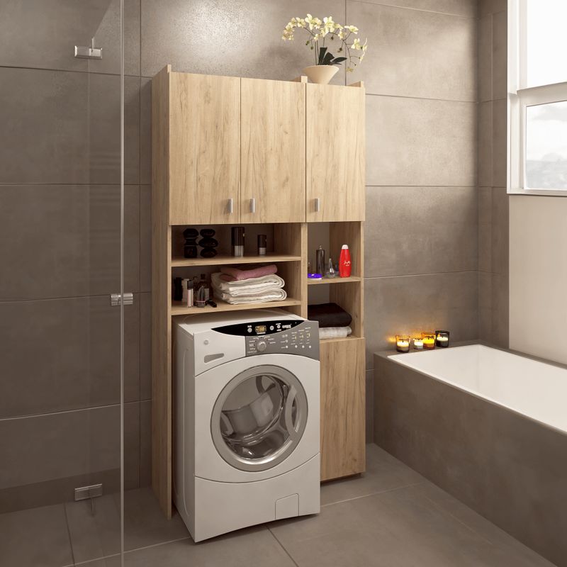 Skrinka nad práčku s regálom, dub artisan