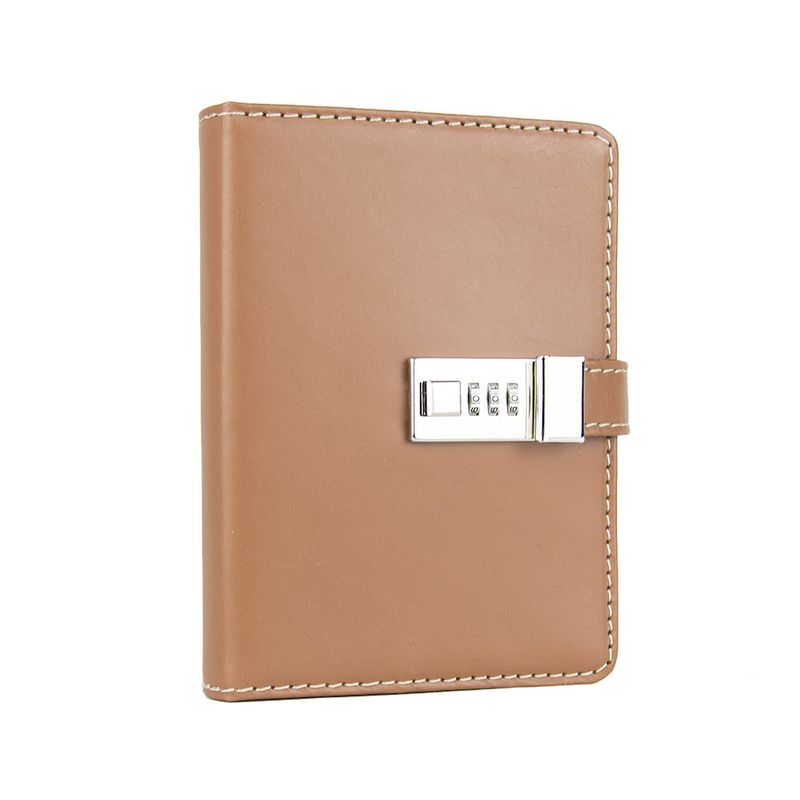 Kožený zápisník MIDDLE so zámkom, svetlo hnedý