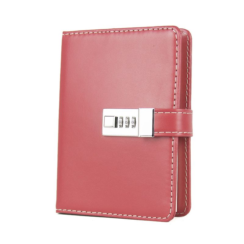 Kožený zápisník MIDDLE so zámkom, červený