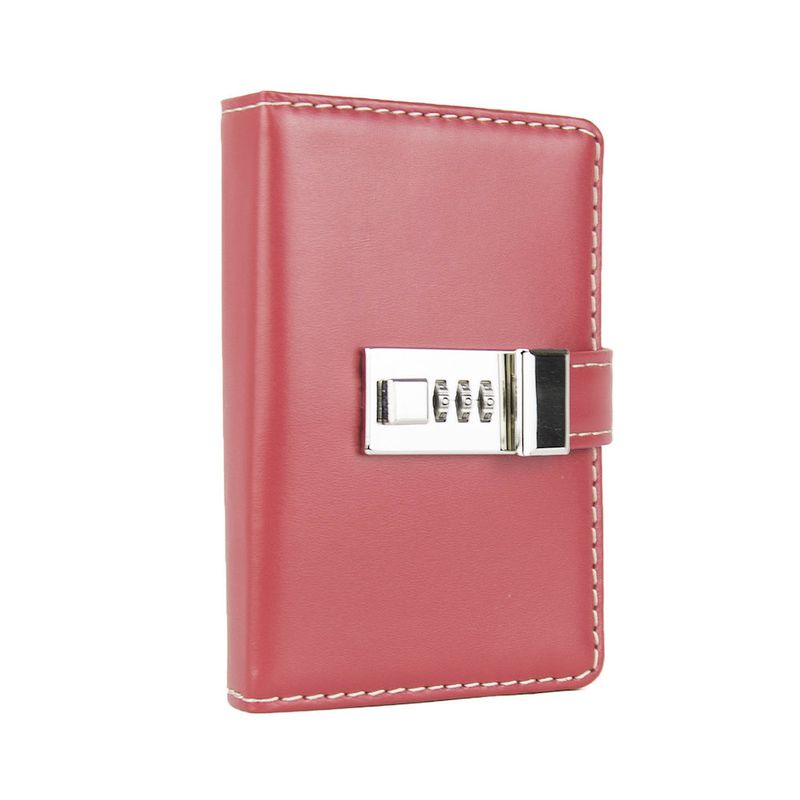 Kožený zápisník MINI so zámkom, červený