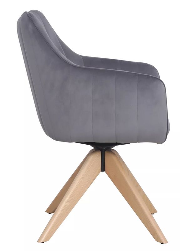 Stolička jedálenská s výnimočným dizajnom, dub-sivá vevlet 14