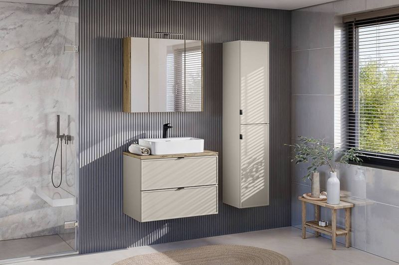 Skrinka do kúpeľne 83-20-74, cashmere mat, otvorená