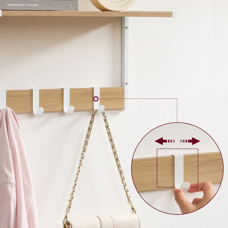 Set nástenných poličiek DUB-BIELA s kovovými háčikmi